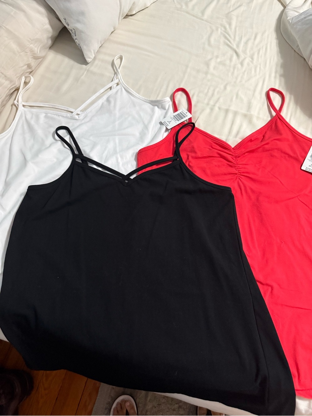 ( 3) Torrid Strappy Cami Tank Top - Black, White & Red. 2 NWT